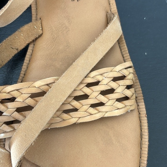 WOMENS TOMS LEXIE HONEY LEATHER SYNTHETIC BRAID SANDALS SHOES - Picture 2 of 5
